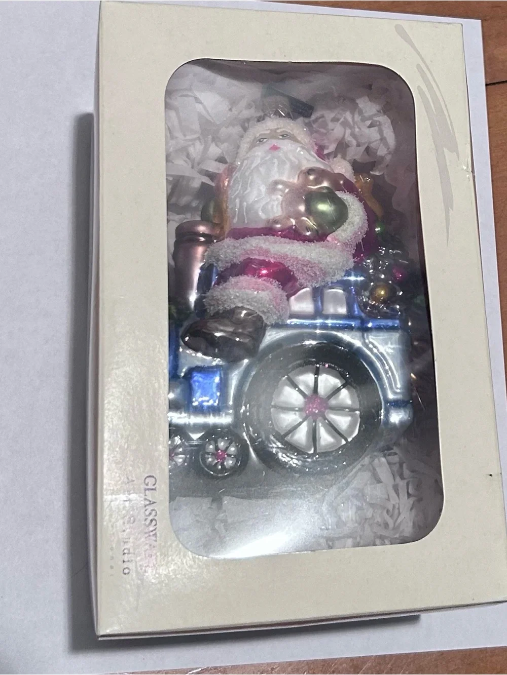 Glassware Art Studio Handcrafted Poland Glass Santa Train Hanging Ornament